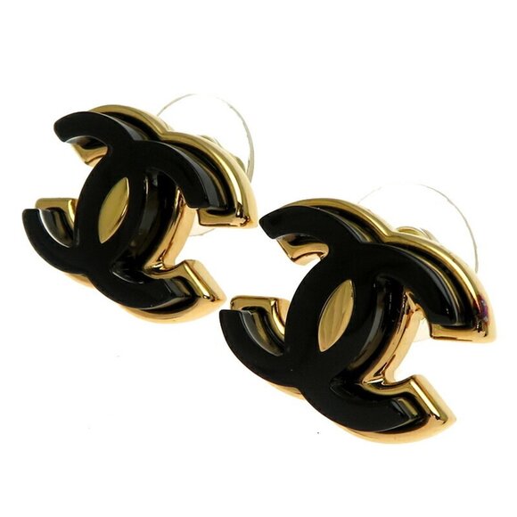 CHANEL Gold Logo Earrings